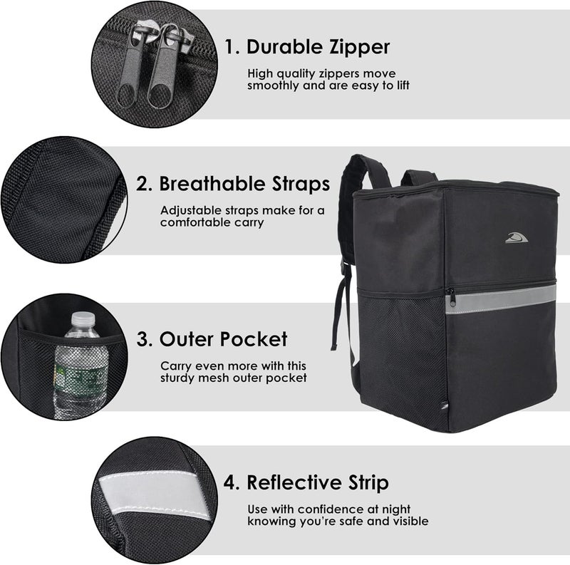 Trailmaker Insulated Food Delivery Backpack with Drink Cup Holders, Pocket, Reflectors for Groceries, Dashers | Insulated, Food Delivery, with Drink Cup Holders, Pocket, Reflectors, for Groceries, Dashers - Image 2
